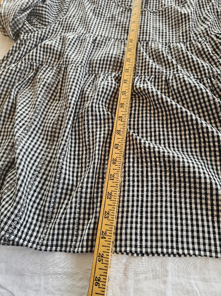Max Studio Black & White Gingham Peasant Blouse Size Xl — image 3 of 7